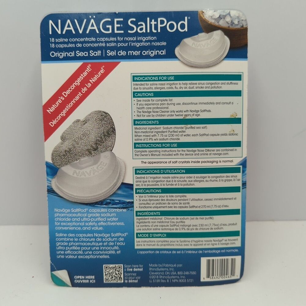 Naväge Nasal Care 18 Pack SaltPod Capsules New